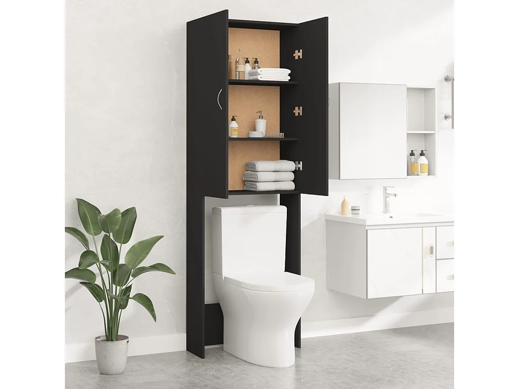 Mueble lavadora Negro 64x25,5x190 cm