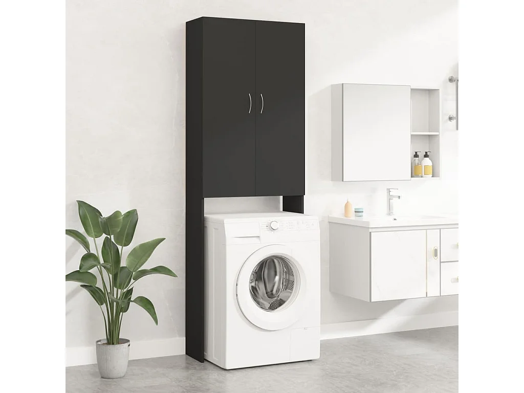 Meuble pour machine à laver Noir 64x25,5x190 cm