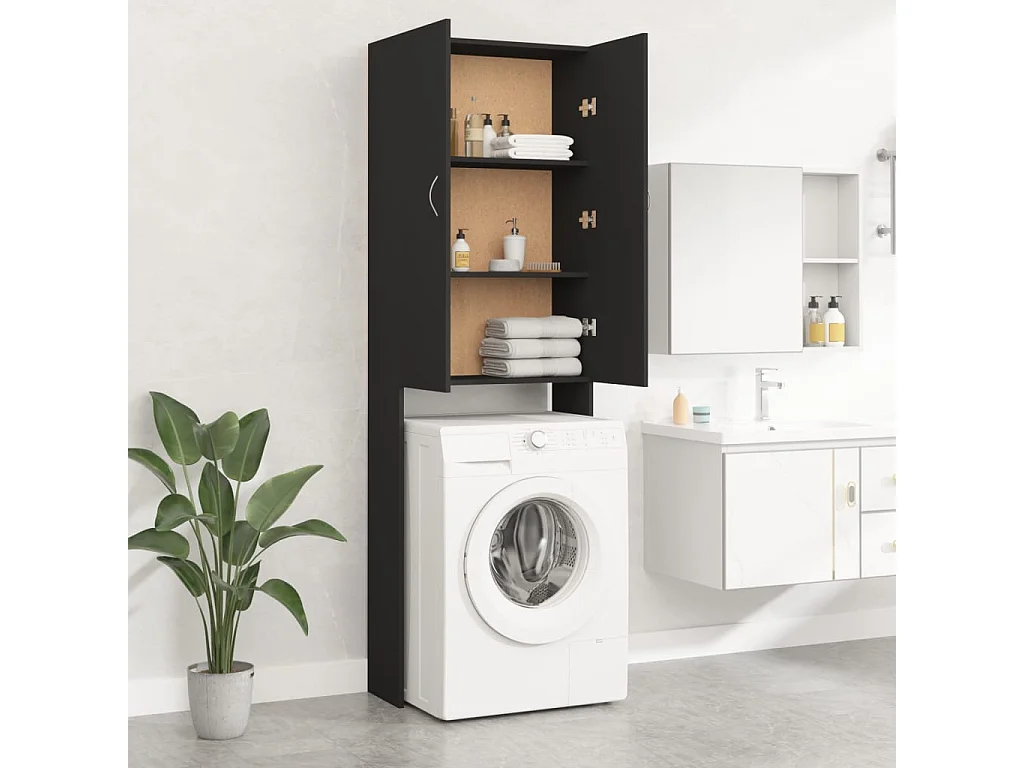 Meuble pour machine à laver Noir 64x25,5x190 cm