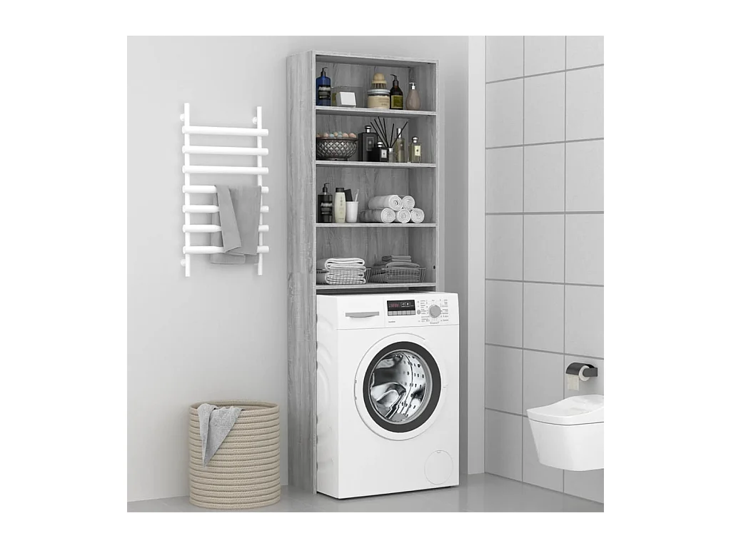 Schrank für Waschmaschine Sonoma grau 64x24x190 cm