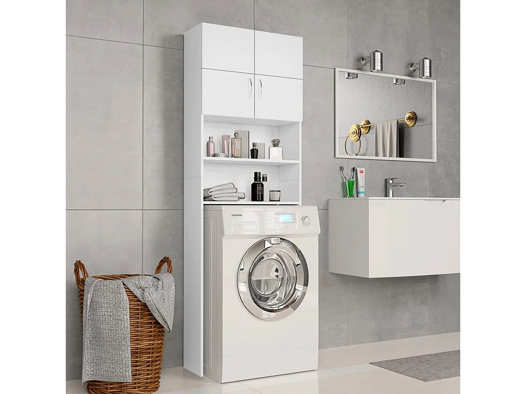 Mobile per lavatrice Bianco 64x25,5x190 cm MDF