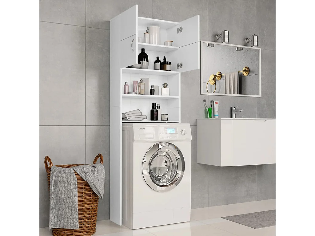 Meuble de machine à laver Blanc 64x25,5x190cm Bois d'ingénierie