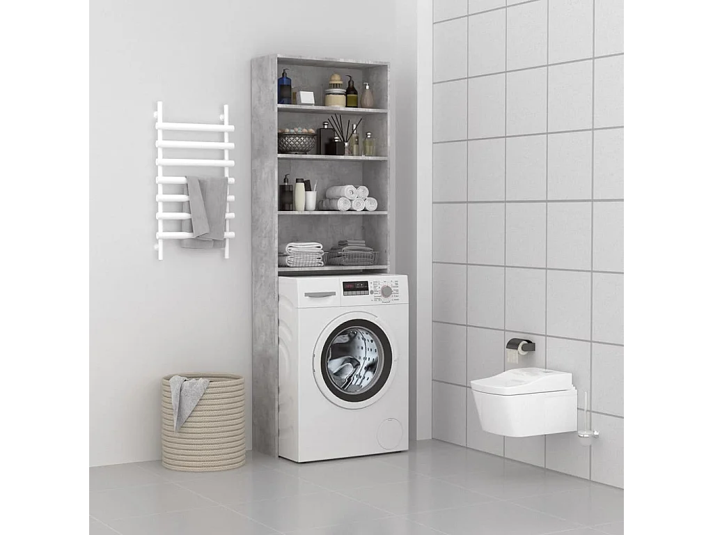 Meuble pour machine à laver Gris béton 64x24x190 cm