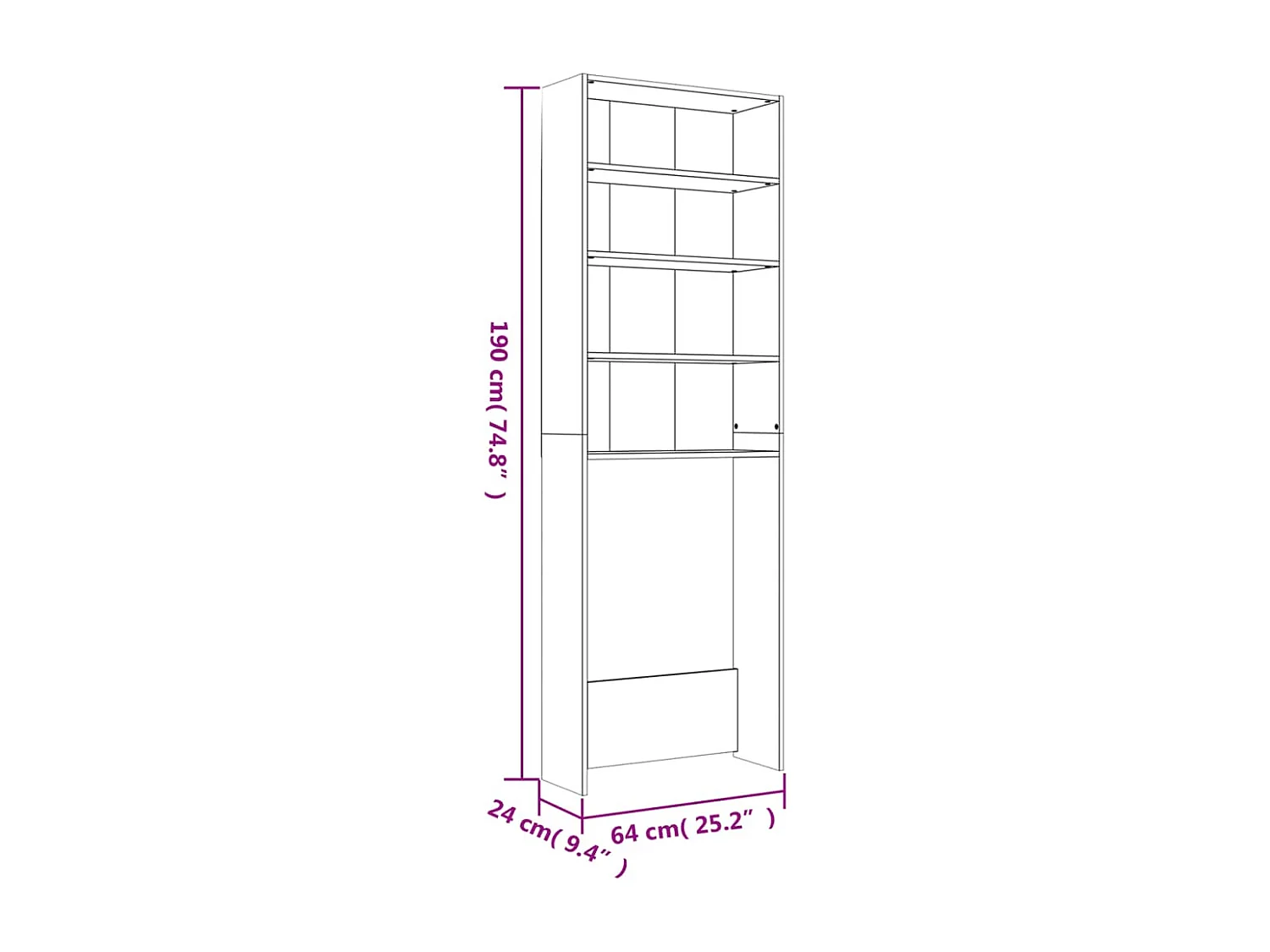 Meuble pour machine à laver Gris béton 64x24x190 cm