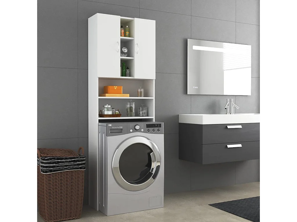 Mobile per lavatrice Bianco 64x25,5x190 cm