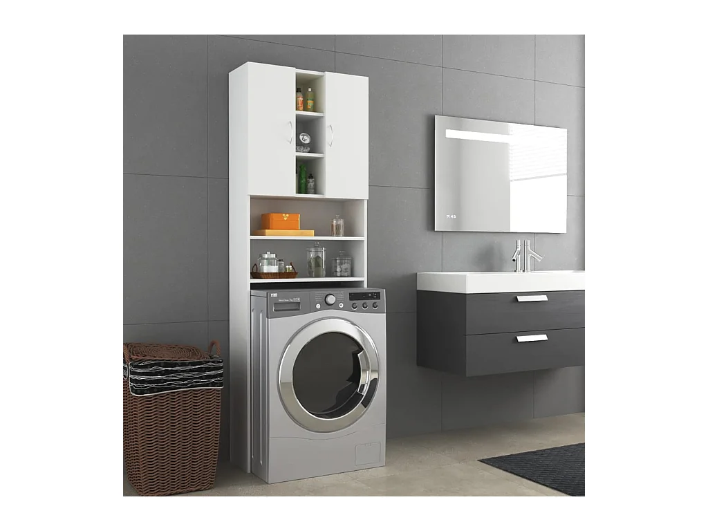 Mobile per lavatrice Bianco 64x25,5x190 cm