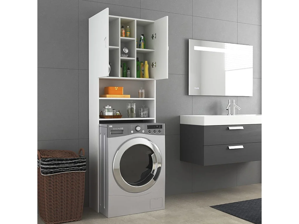 Meuble pour machine à laver Blanc 64x25,5x190 cm