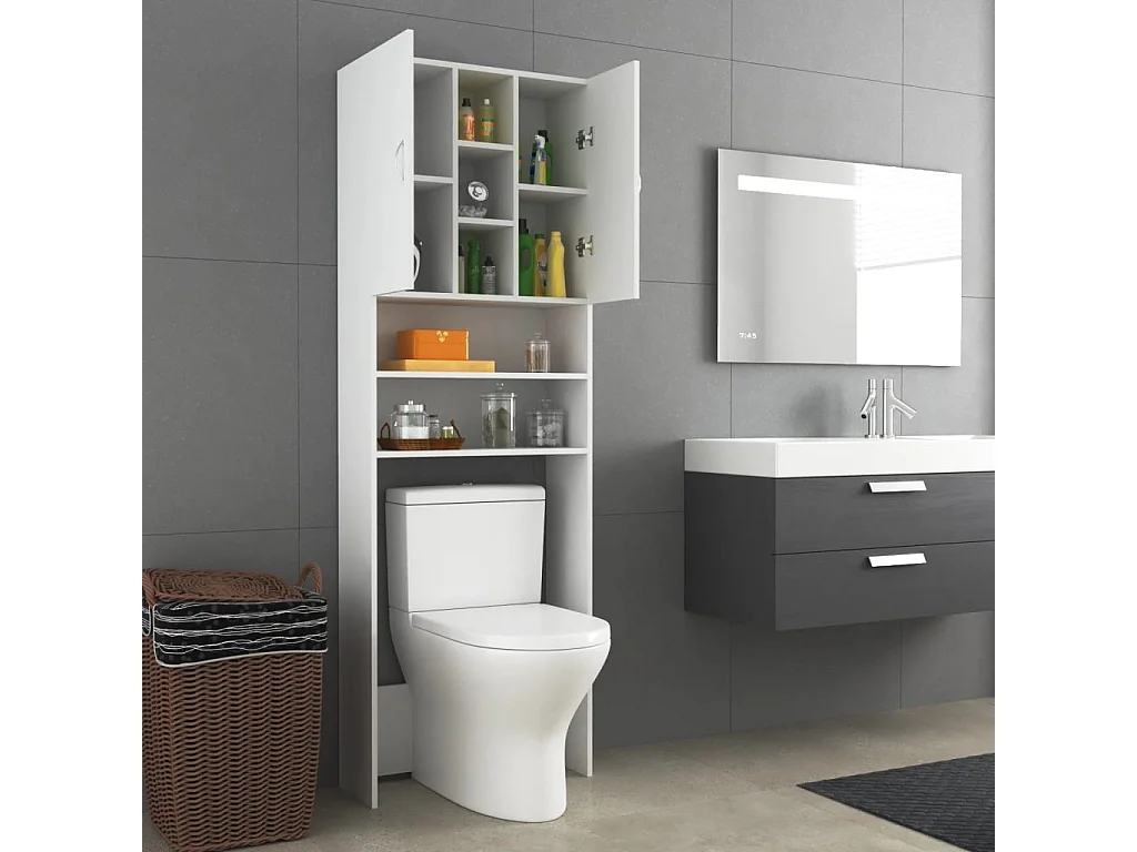 Meuble pour machine à laver Blanc 64x25,5x190 cm