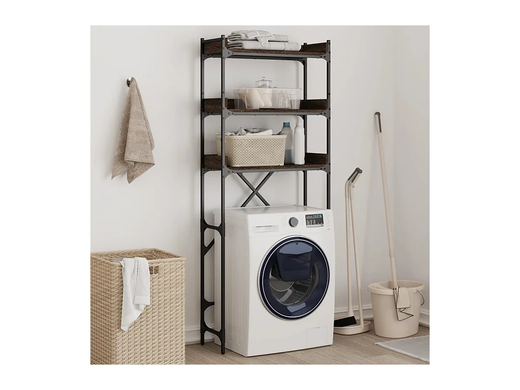 Étagère de lave-linge chêne marron 67x25x163 cm bois ingénierie