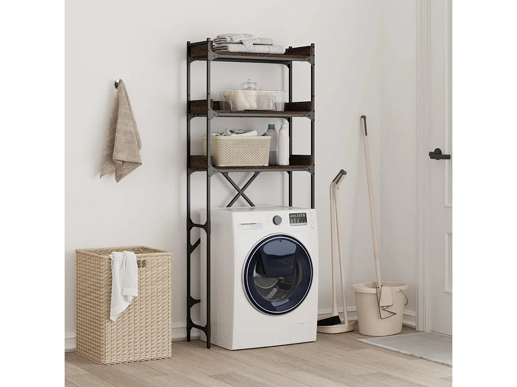 Étagère de lave-linge chêne marron 67x25x163 cm bois ingénierie