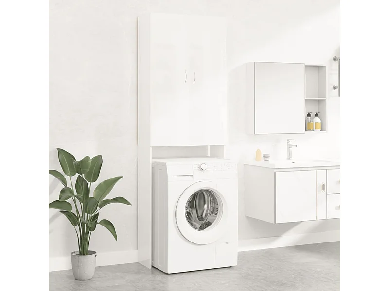 Schrank für Waschmaschine, glänzend weiß, 64 x 25,5 x 190 cm