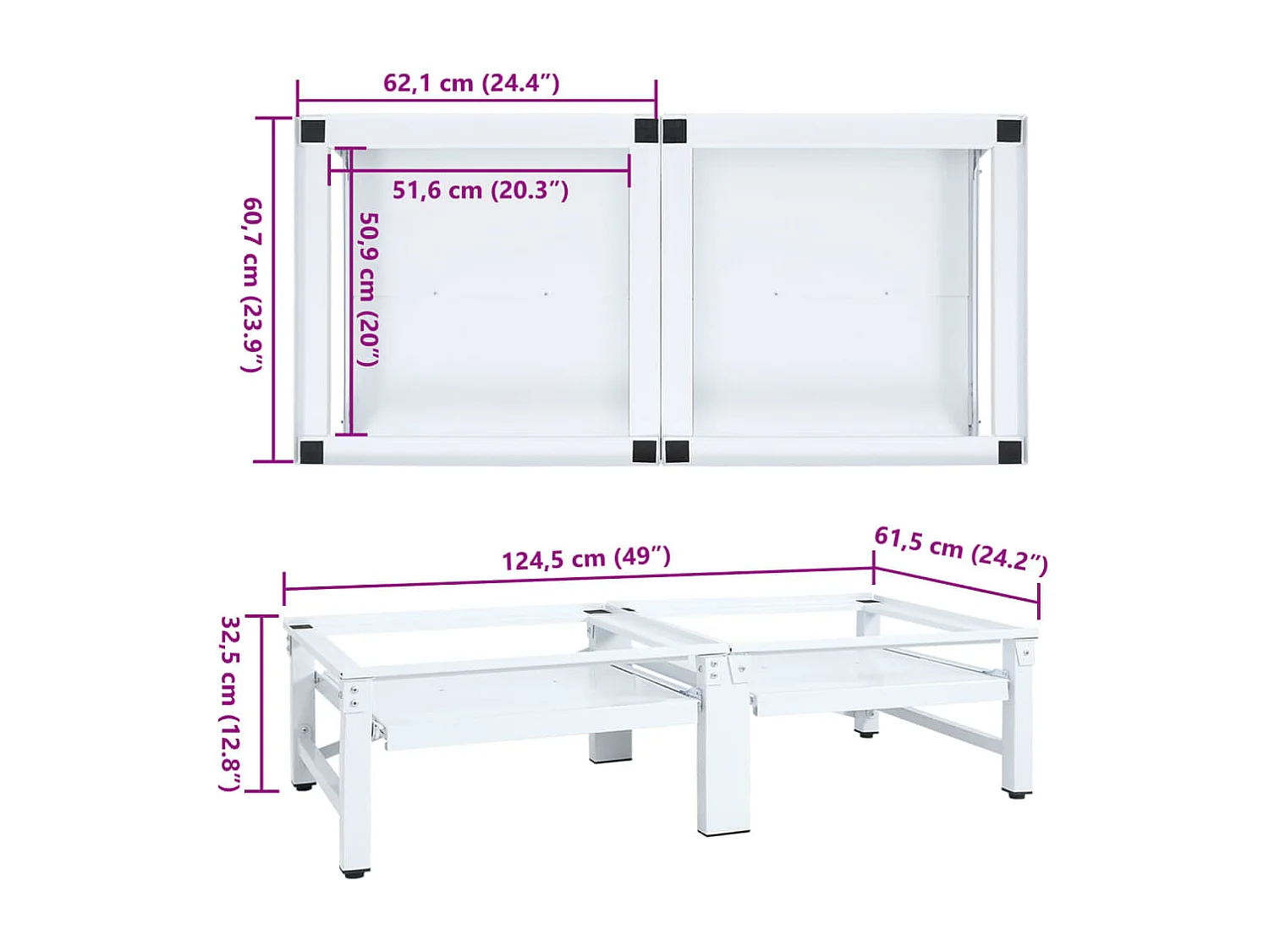 Pedestal de Lavadora e Secadora e Prateleira Deslizante Branco