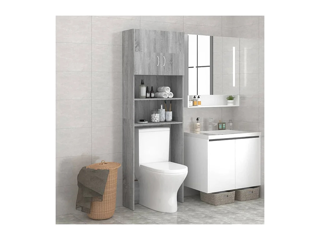 Meuble pour machine à laver Sonoma gris 64x25,5x190 cm