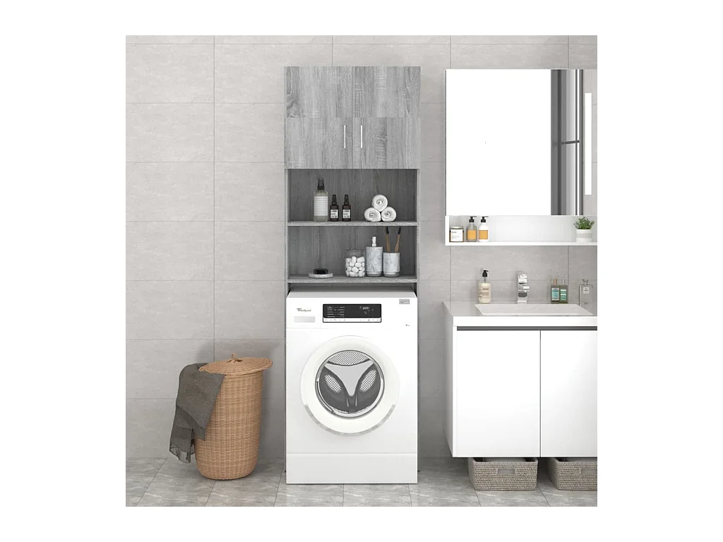Schrank für Waschmaschine Sonoma grau 64x25,5x190 cm