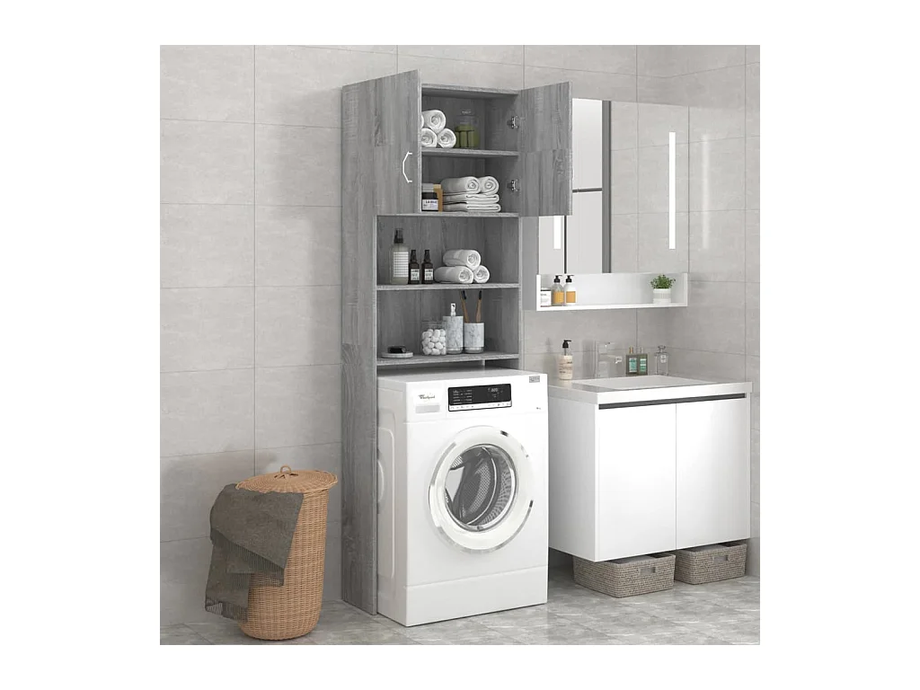 Schrank für Waschmaschine Sonoma grau 64x25,5x190 cm