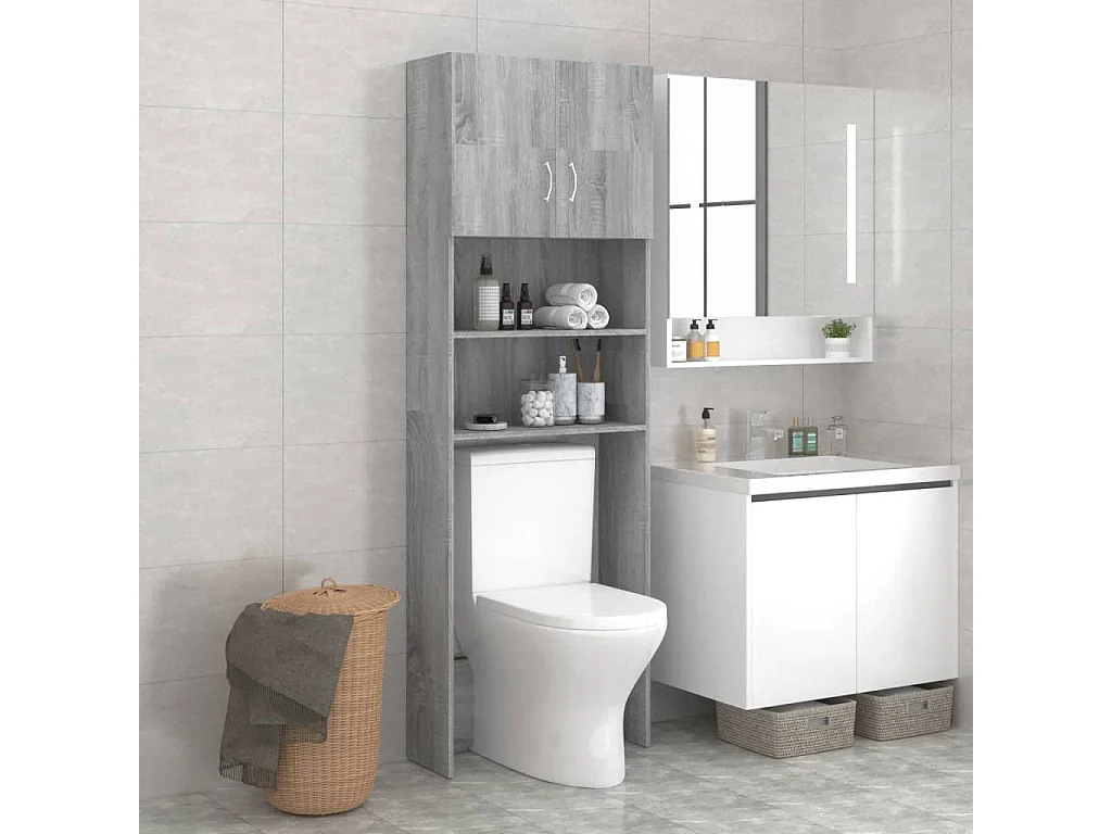Mobile per lavatrice Sonoma grigio 64x25,5x190 cm