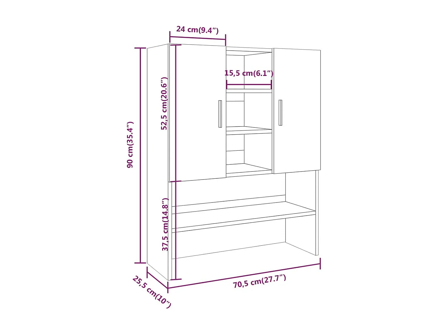 Meuble pour machine à laver Sonoma gris 70,5x25,5x90 cm
