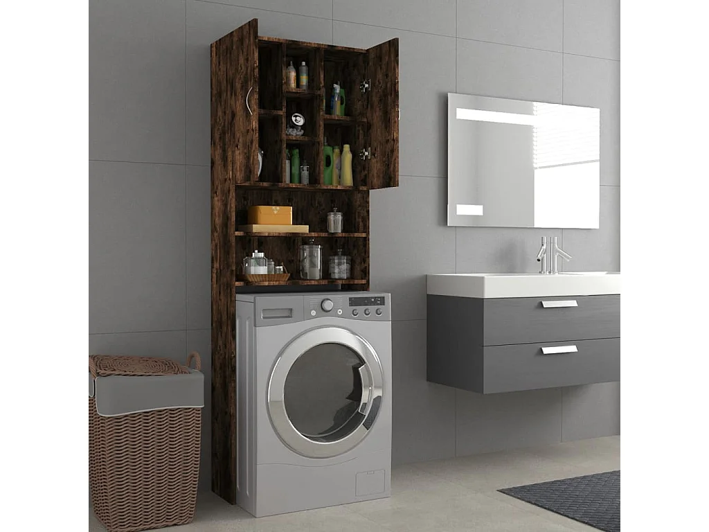 Mueble lavadora Roble ahumado 64x25,5x190 cm