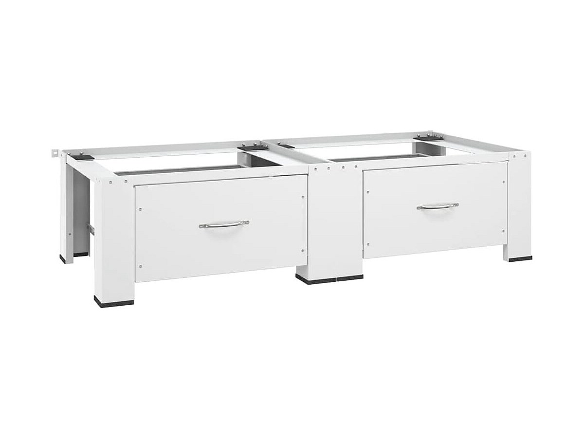 Socle double pour lave-linge et sèche-linge avec tiroirs Blanc