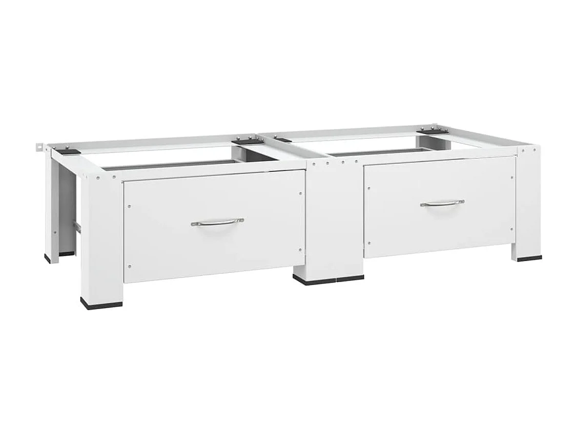 Socle double pour lave-linge et sèche-linge avec tiroirs Blanc