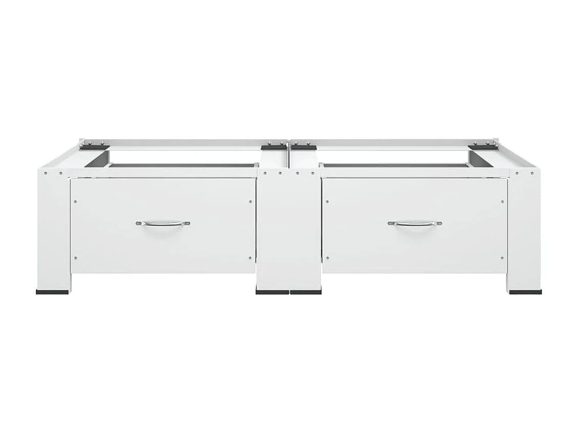 Socle double pour lave-linge et sèche-linge avec tiroirs Blanc
