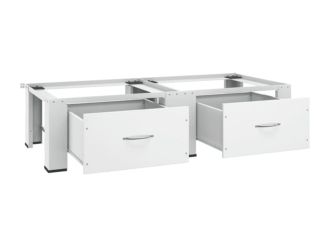 Socle double pour lave-linge et sèche-linge avec tiroirs Blanc