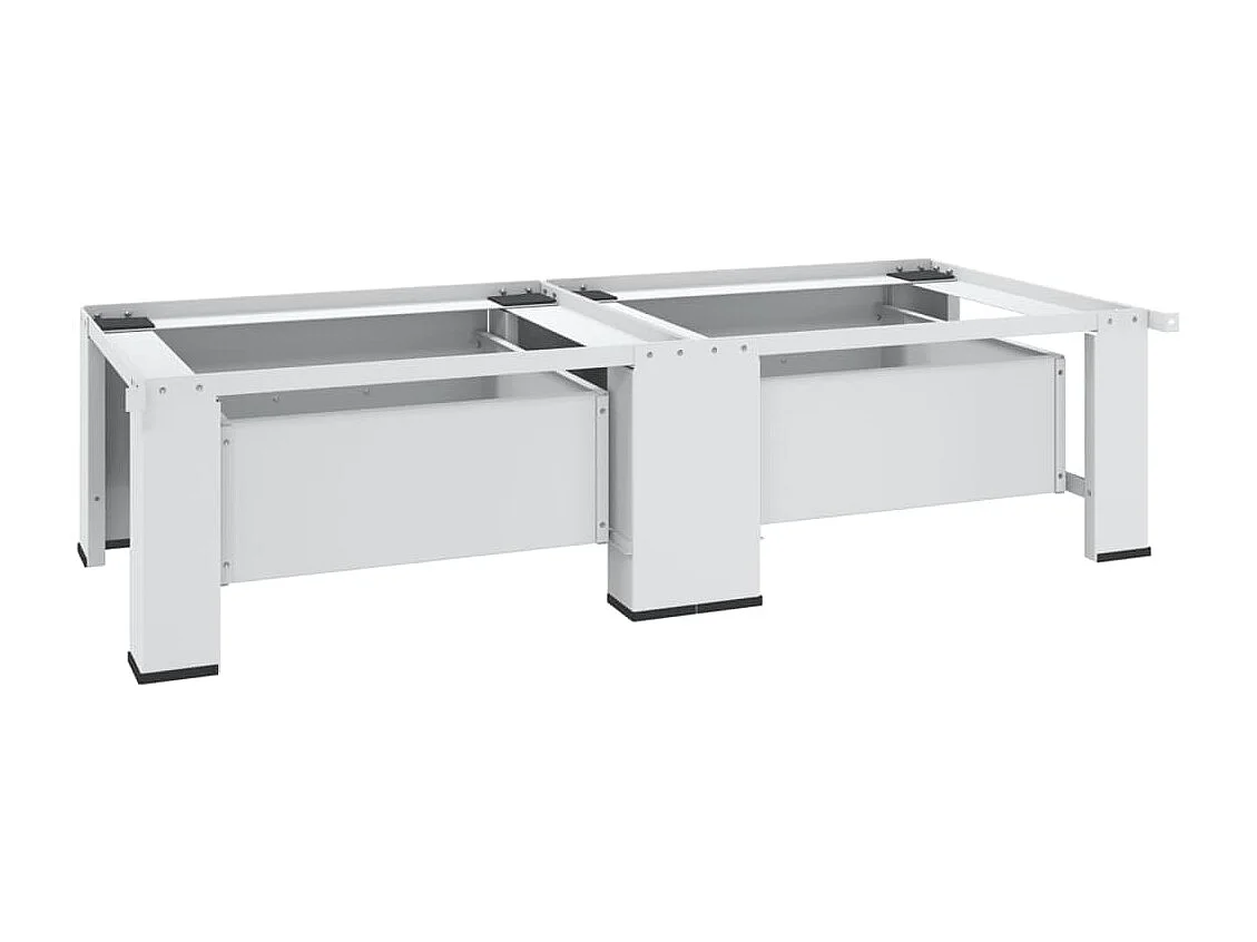 Socle double pour lave-linge et sèche-linge avec tiroirs Blanc