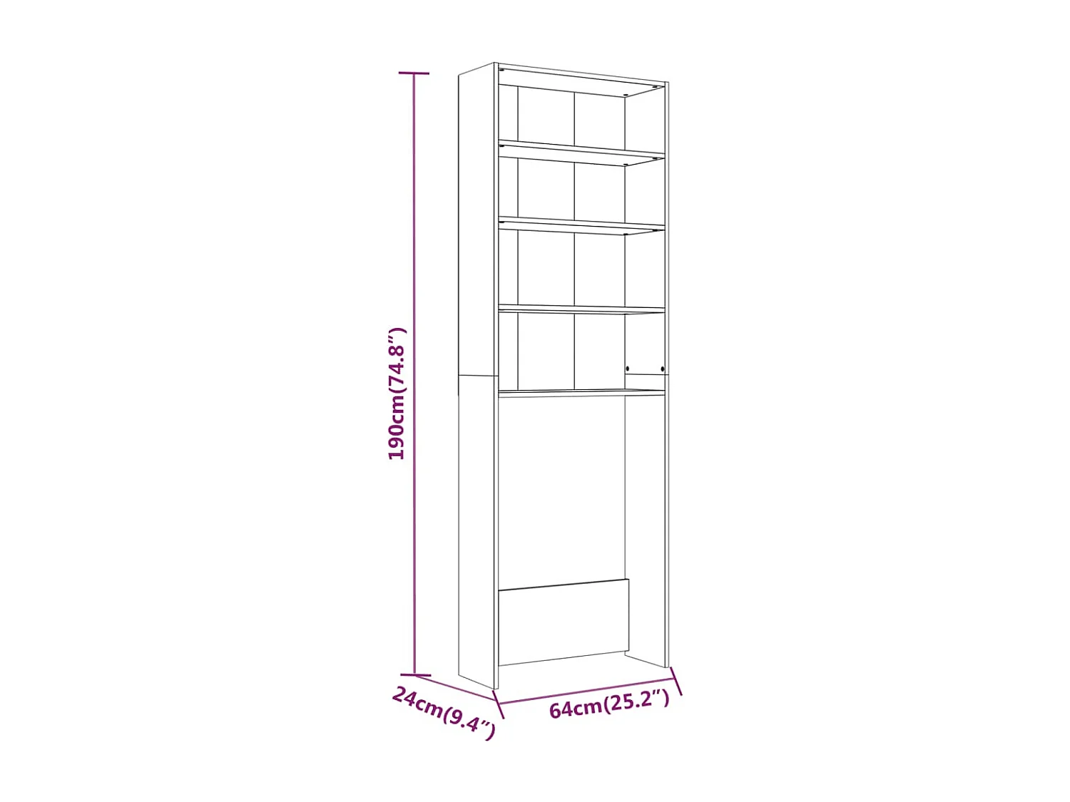 Meuble pour machine à laver Chêne fumé 64x24x190 cm