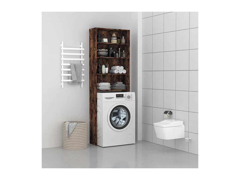 Meuble pour machine à laver Chêne fumé 64x24x190 cm