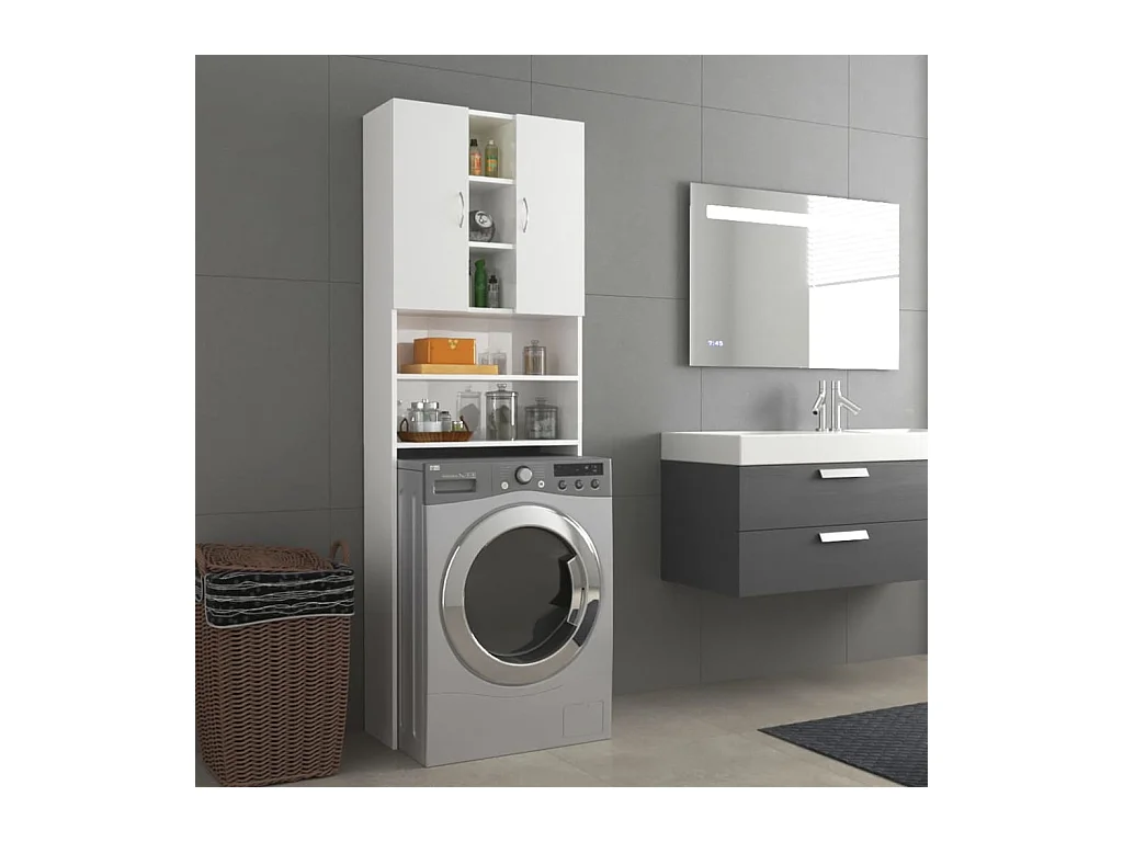 Mobile porta lavatrice bianco lucido 64x25,5x190 cm