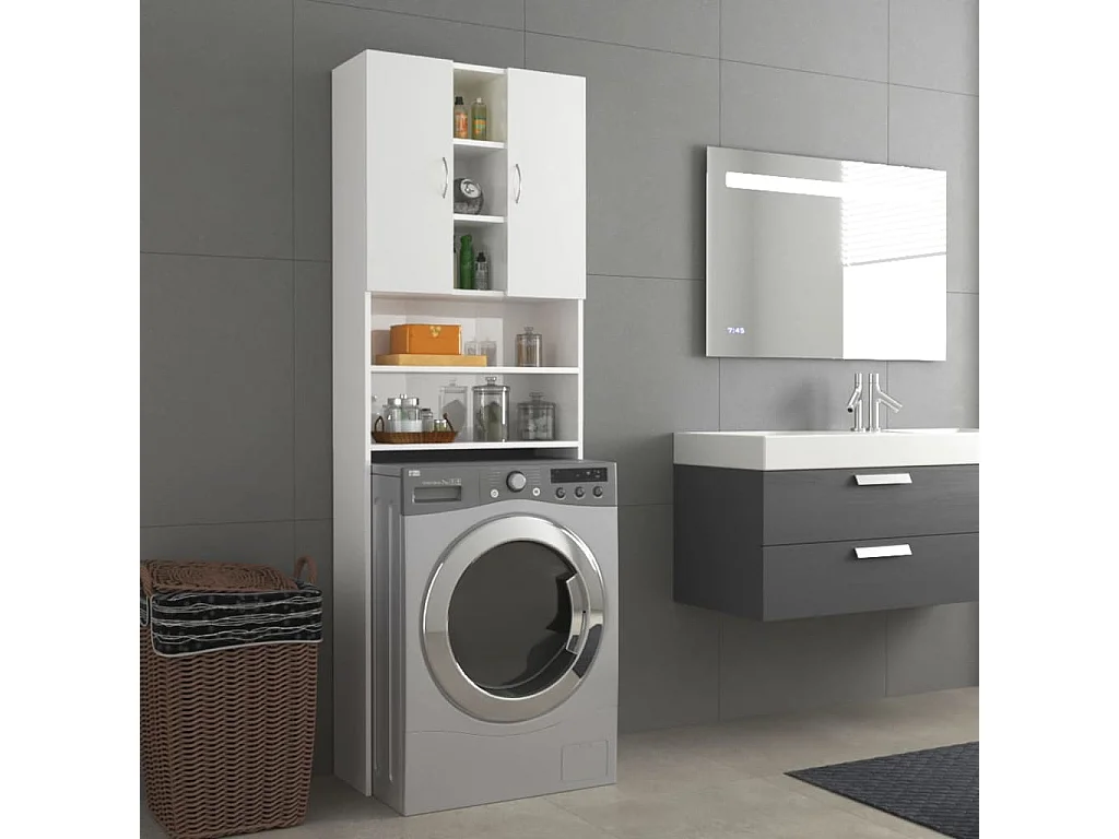 Mobile porta lavatrice bianco lucido 64x25,5x190 cm