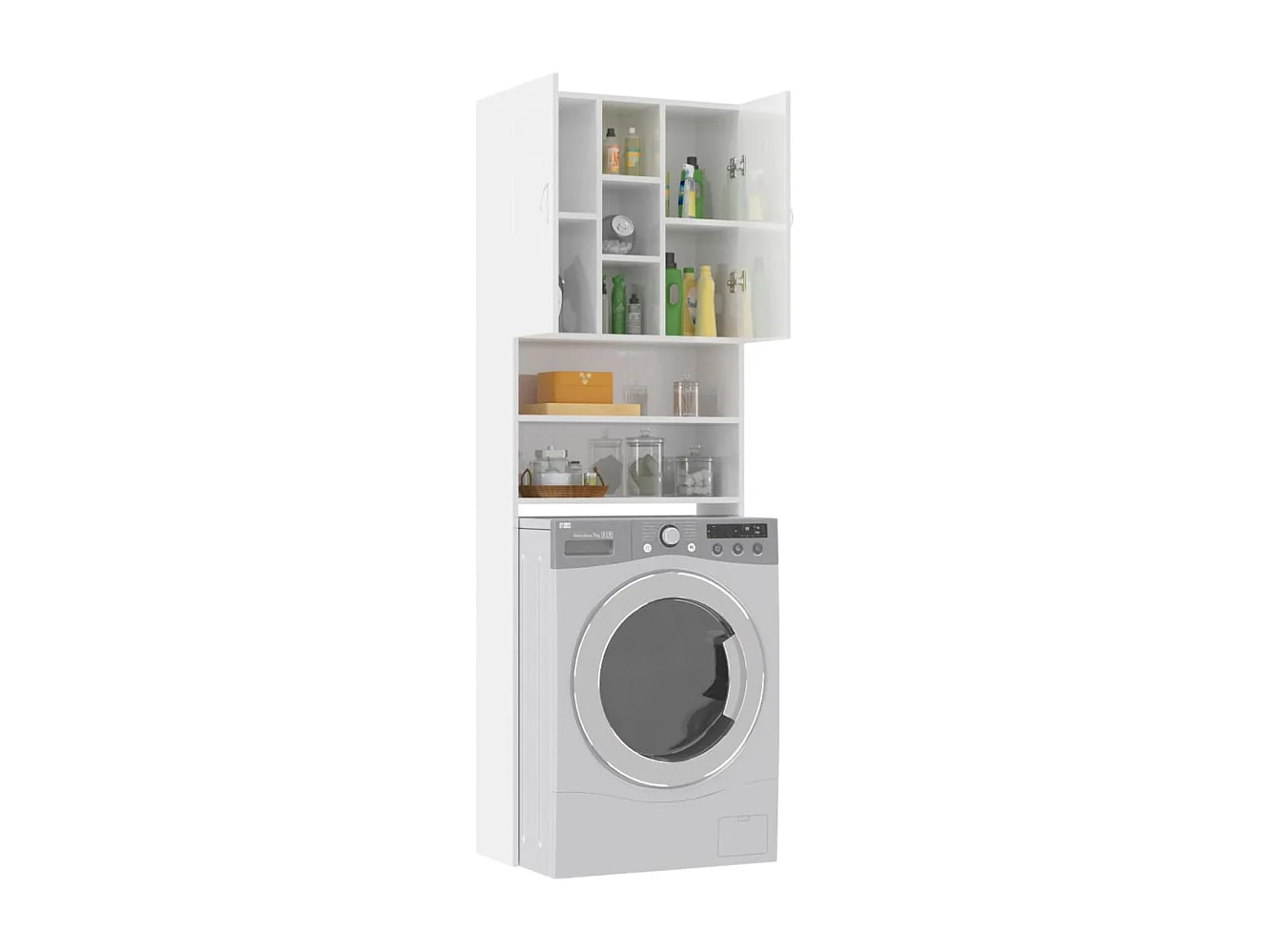 Mobile porta lavatrice bianco lucido 64x25,5x190 cm