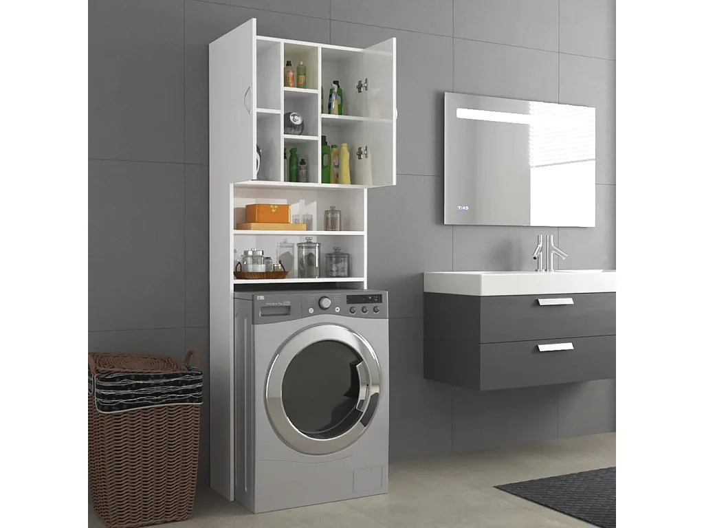 Mobile porta lavatrice bianco lucido 64x25,5x190 cm