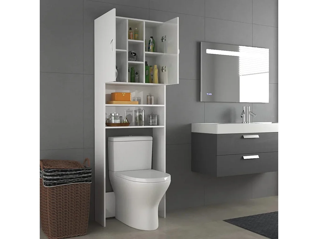 Mobile porta lavatrice bianco lucido 64x25,5x190 cm