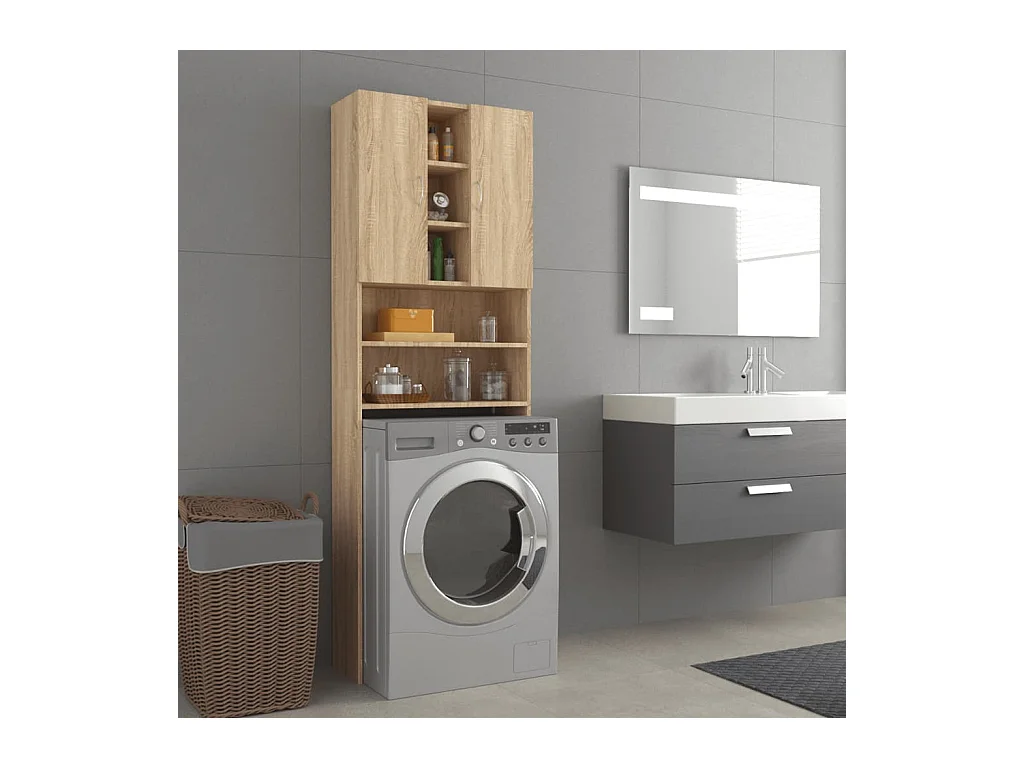 Meuble pour machine à laver Chêne sonoma 64x25,5x190 cm