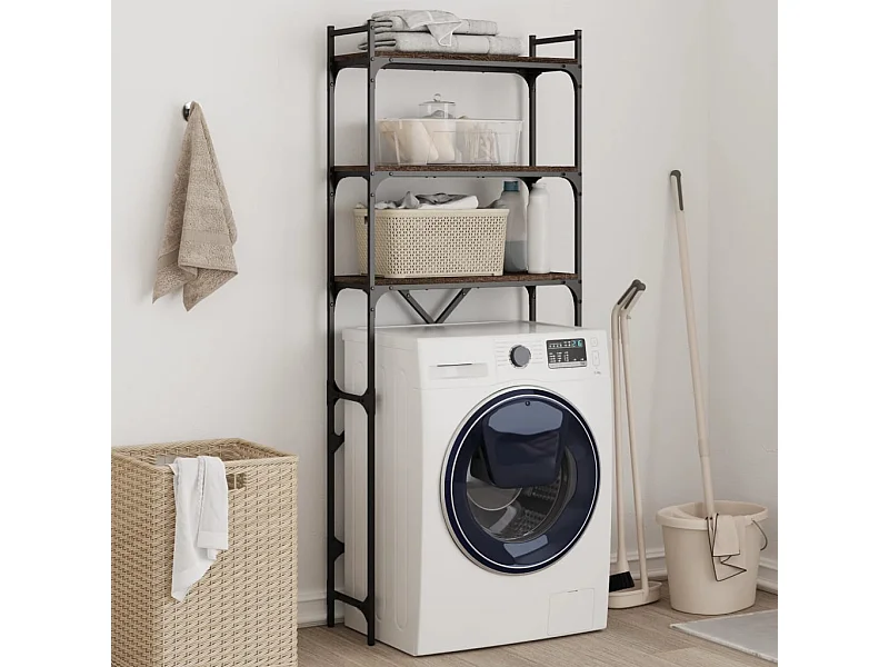 Étagère de lave-linge chêne marron 67x25x163 cm bois ingénierie