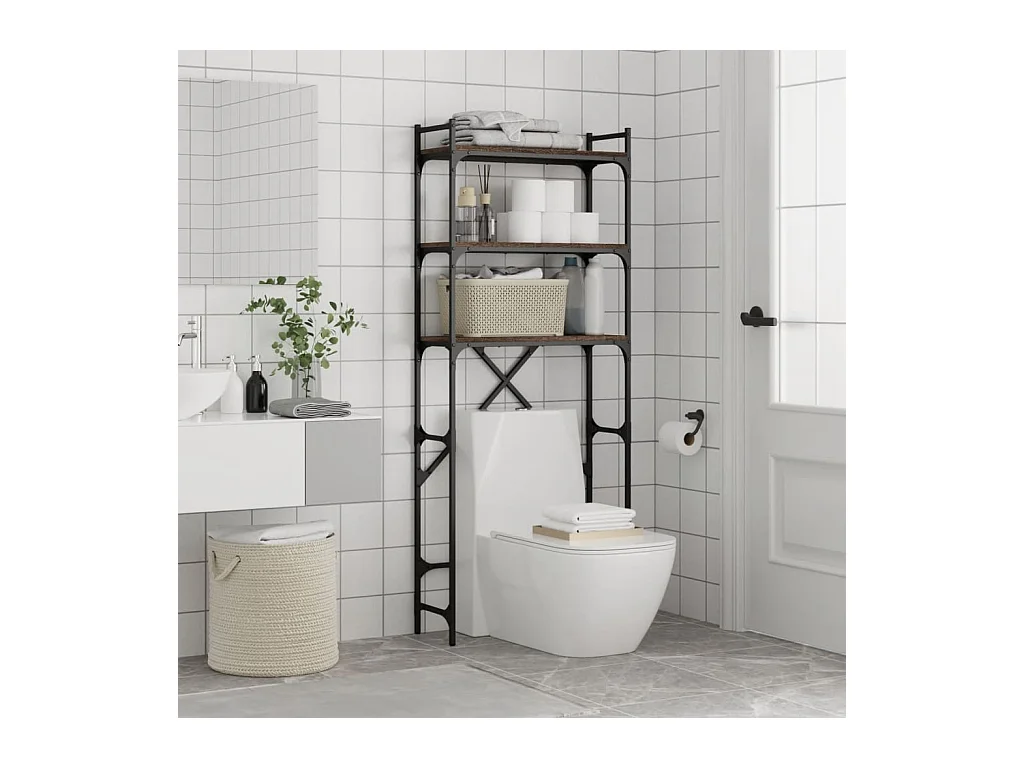 Étagère de lave-linge chêne marron 67x25x163 cm bois ingénierie