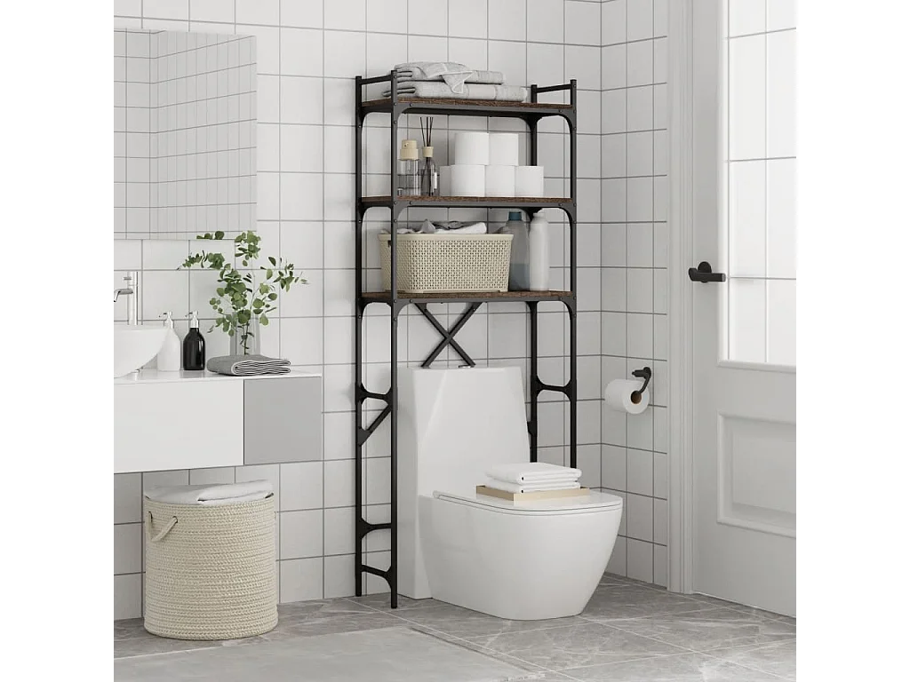 Étagère de lave-linge chêne marron 67x25x163 cm bois ingénierie