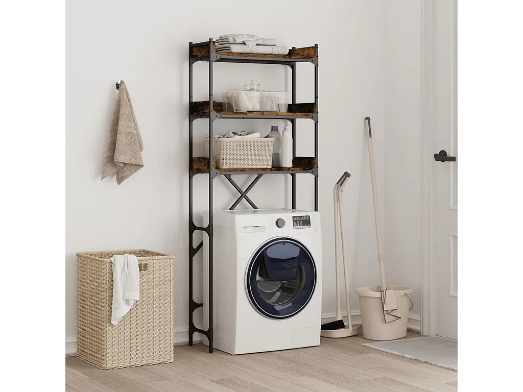 Mensola per lavatrice rovere affumicato 67x25x163 cm multistrato