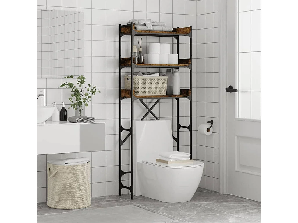 Mensola per lavatrice rovere affumicato 67x25x163 cm multistrato