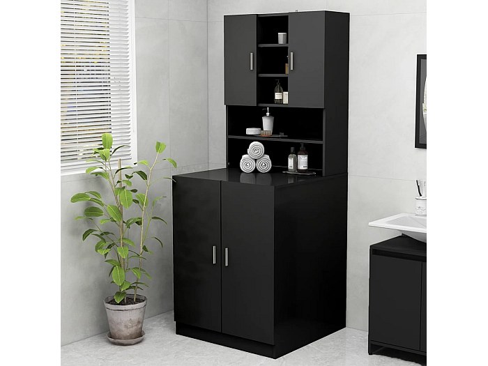 Meuble Pour Machine à Laver - Noir - Lot De 2 Pieds Surélévateurs