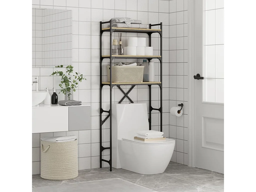 Étagère de lave-linge chêne sonoma 67x25x163 cm bois ingénierie