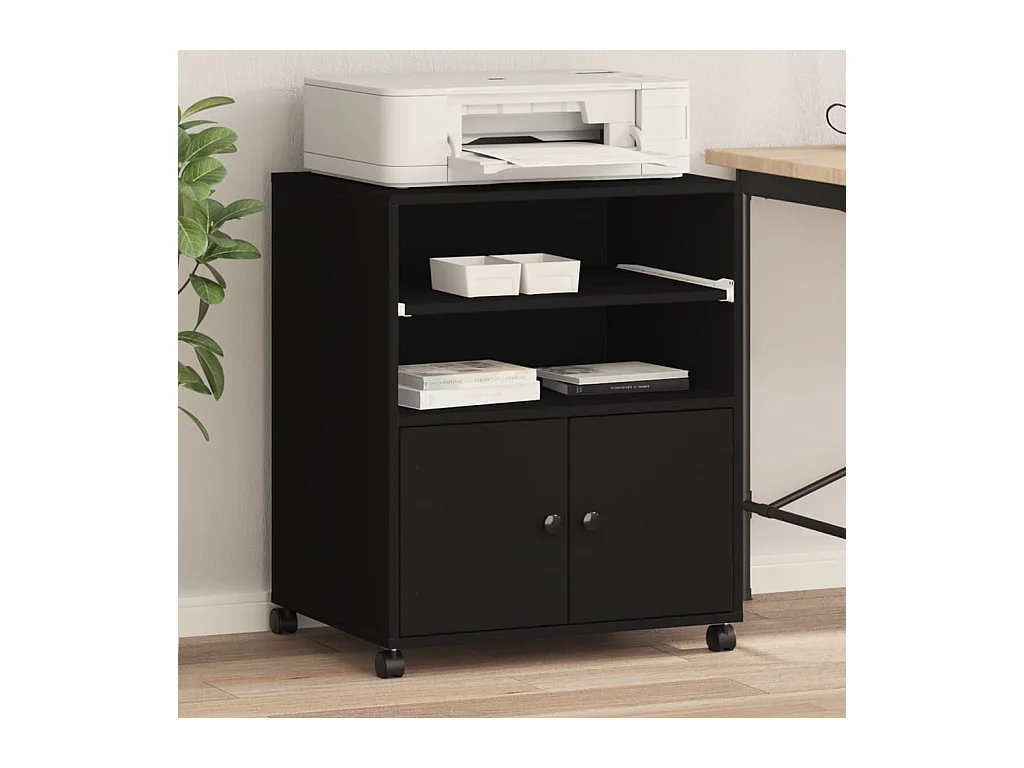 Supporto per stampante con ruote nero 60x48x74 cm