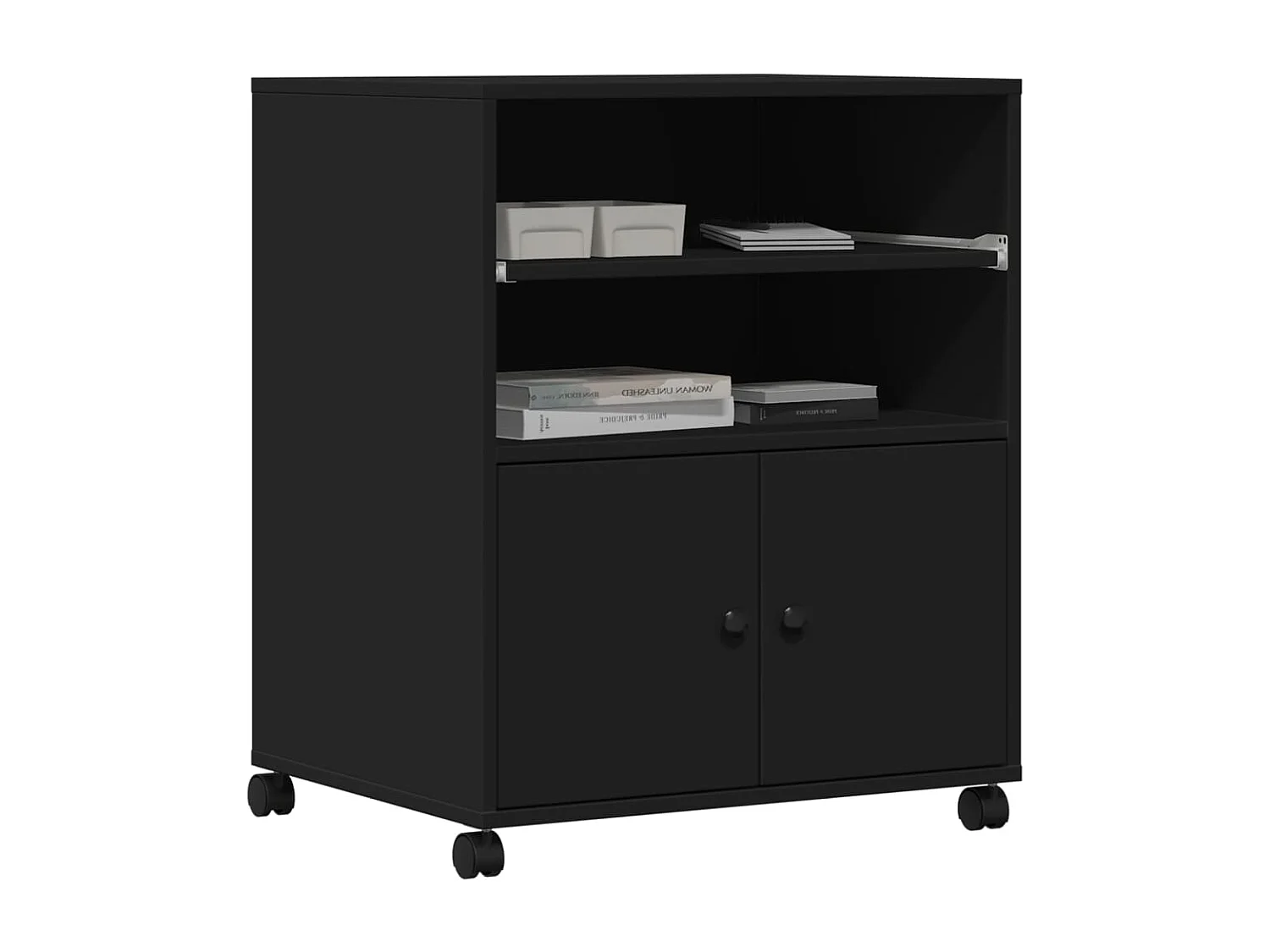 Support d'imprimante avec roulettes noir 60x48x74 cm