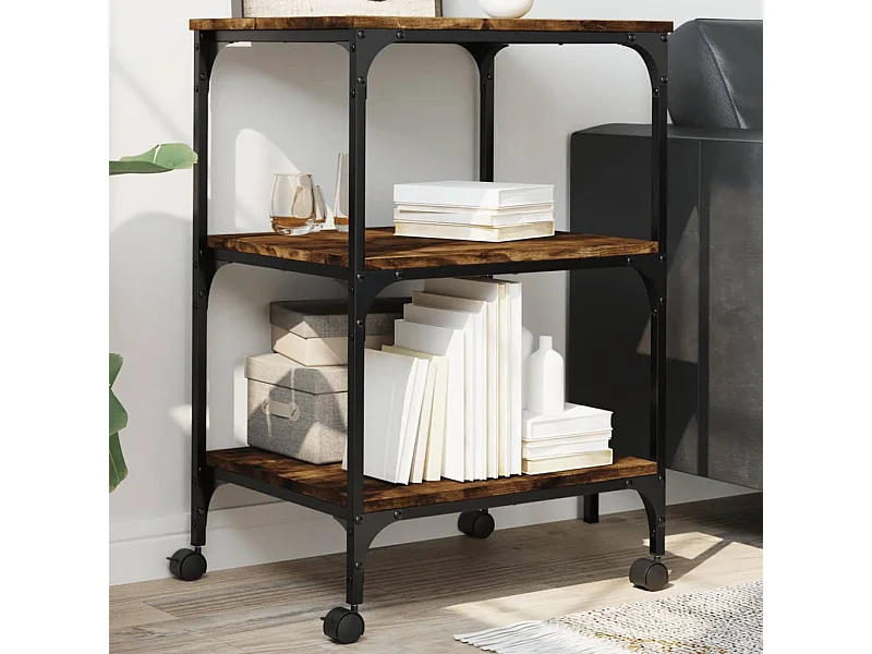 Soporte impresora 3 niveles roble ahumado 50x41x75 cm