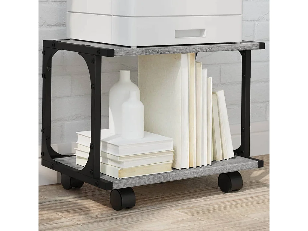 Support d'imprimante à 2 niveaux sonoma gris 41x28x33,5 cm
