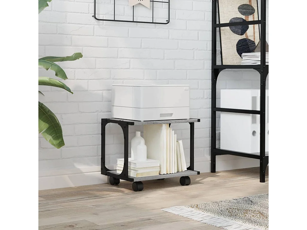 Support d'imprimante à 2 niveaux sonoma gris 41x28x33,5 cm