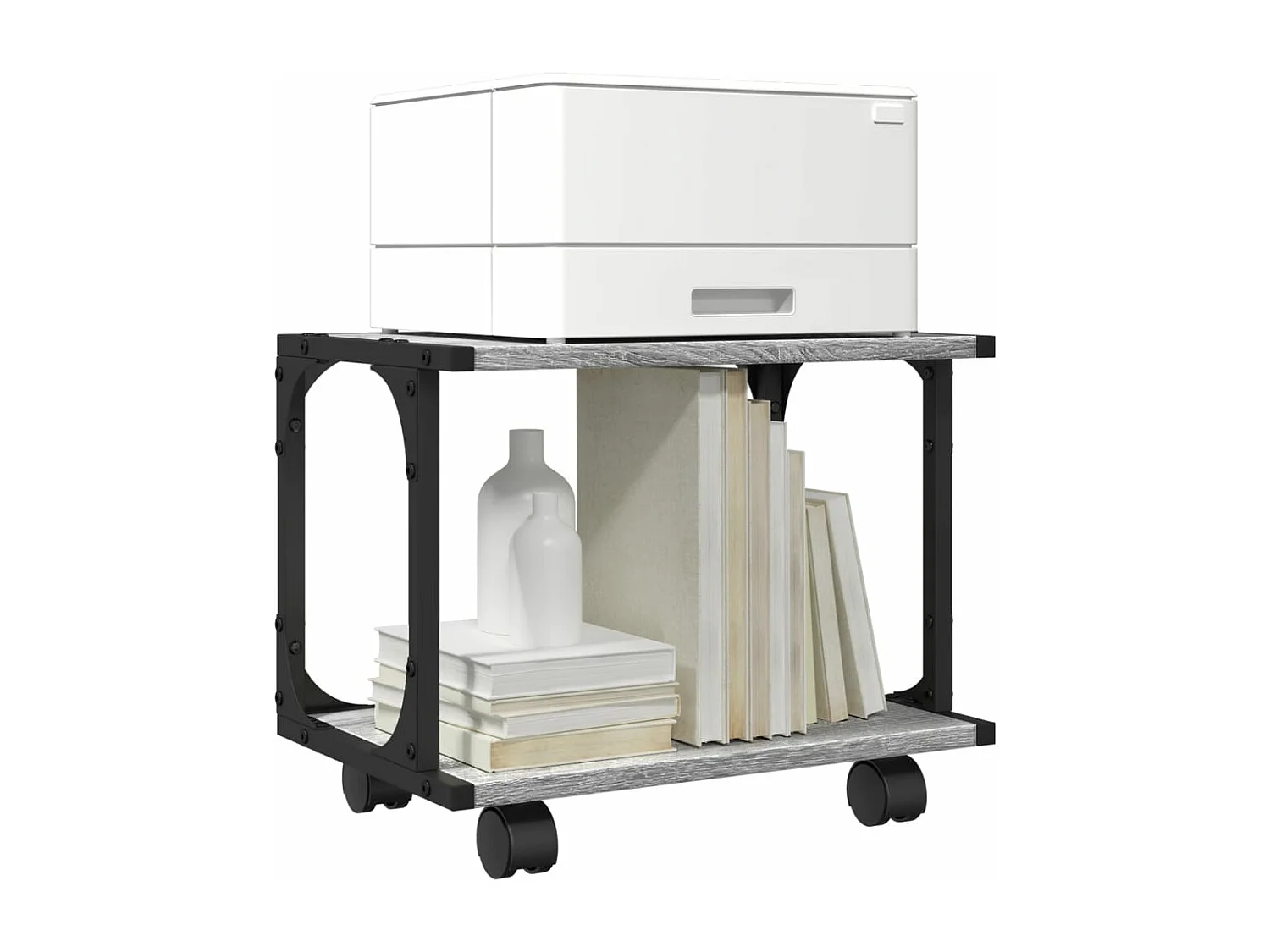 Support d'imprimante à 2 niveaux sonoma gris 41x28x33,5 cm