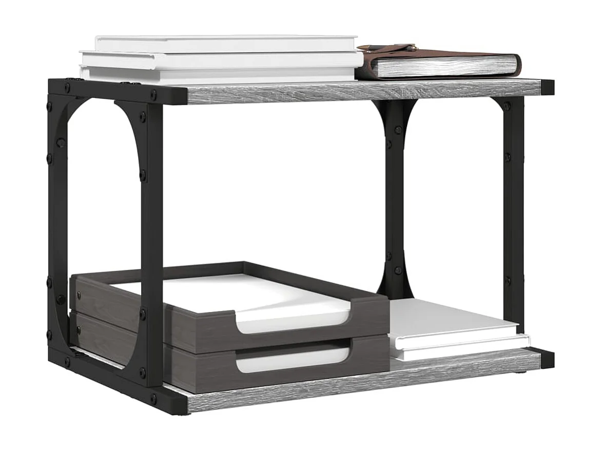 Support d'imprimante à 2 niveaux sonoma gris 41x28x33,5 cm