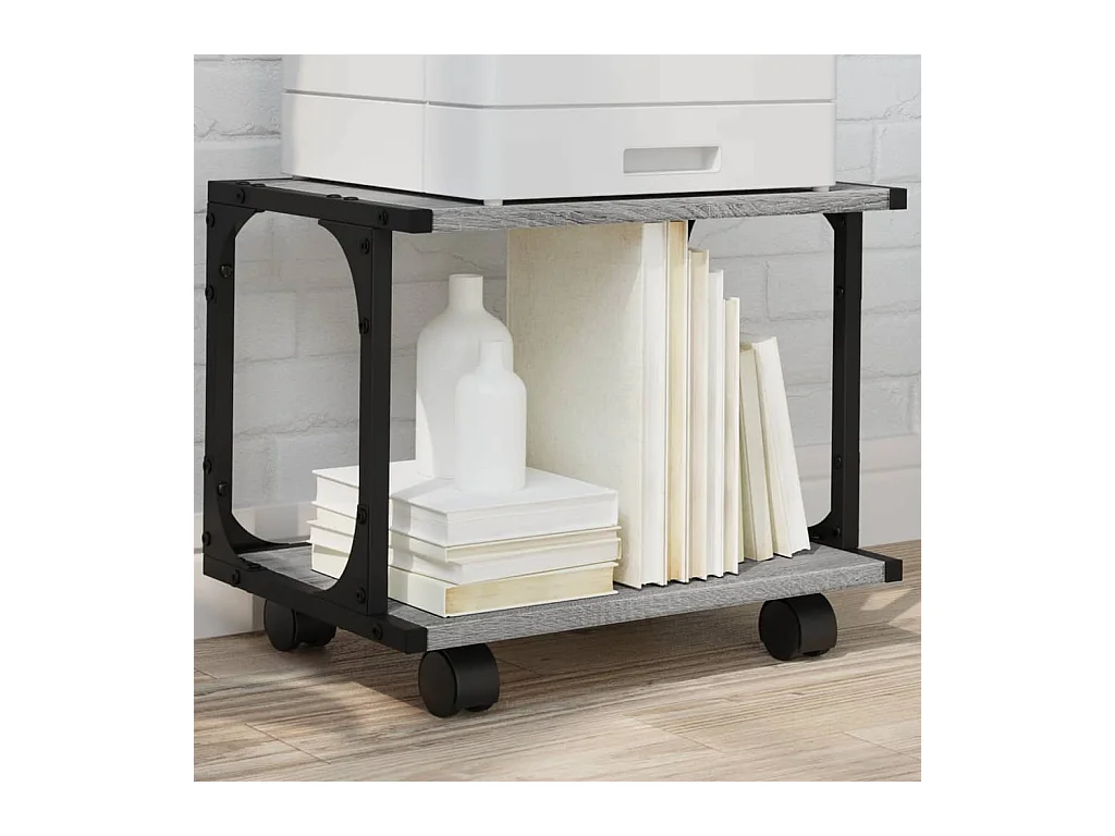 Supporto stampante a 2 livelli sonoma grigio 41x28x33,5 cm